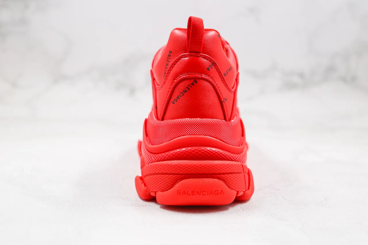 Balenciaga Triple S Tênis Chunky Monocromático Vermelho 3