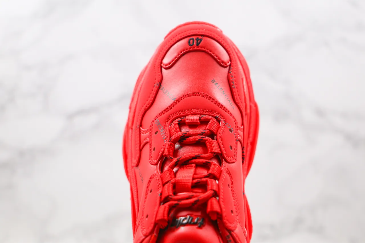 Balenciaga Triple S Tênis Chunky Monocromático Vermelho 4
