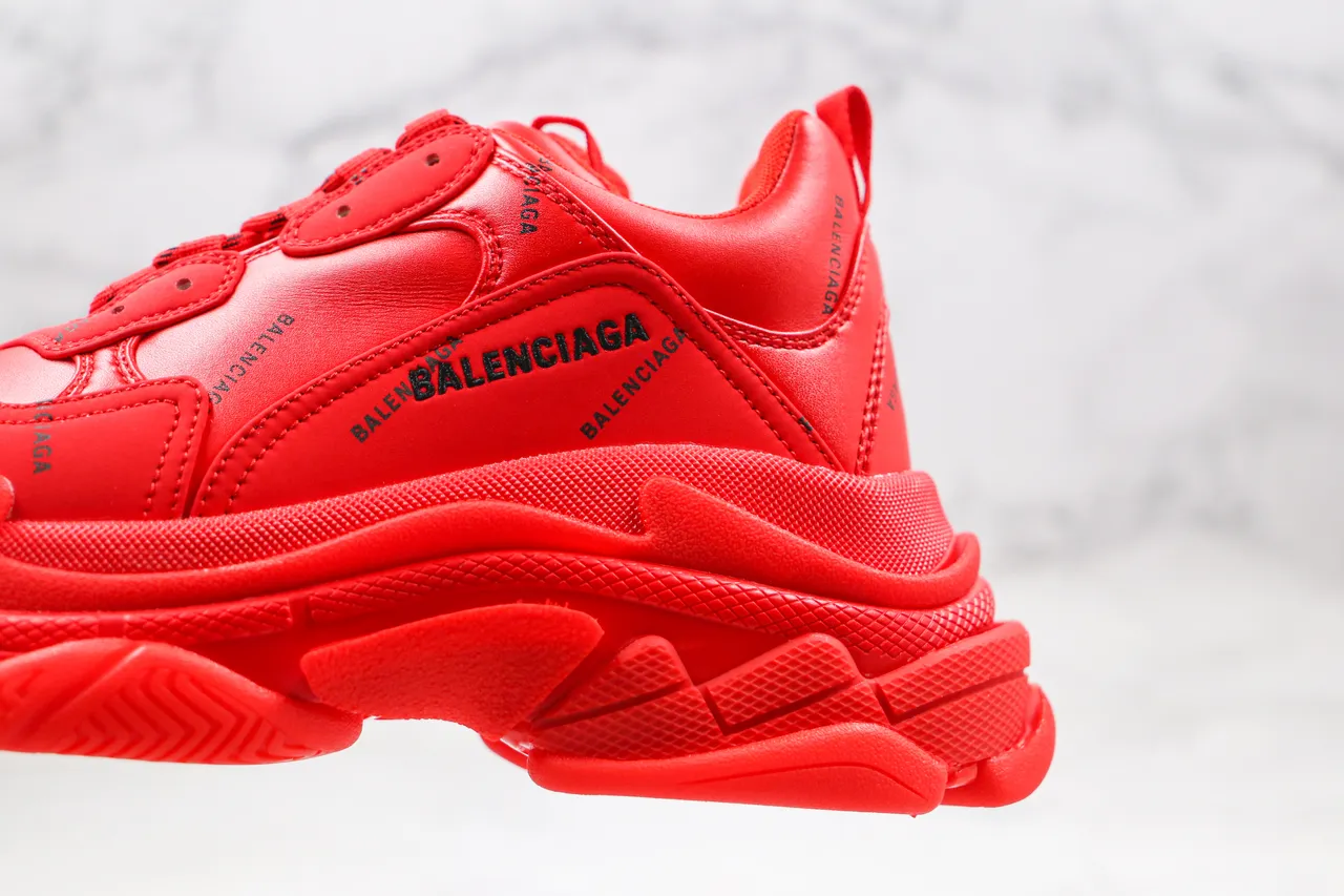 Balenciaga Triple S Tênis Chunky Monocromático Vermelho 5