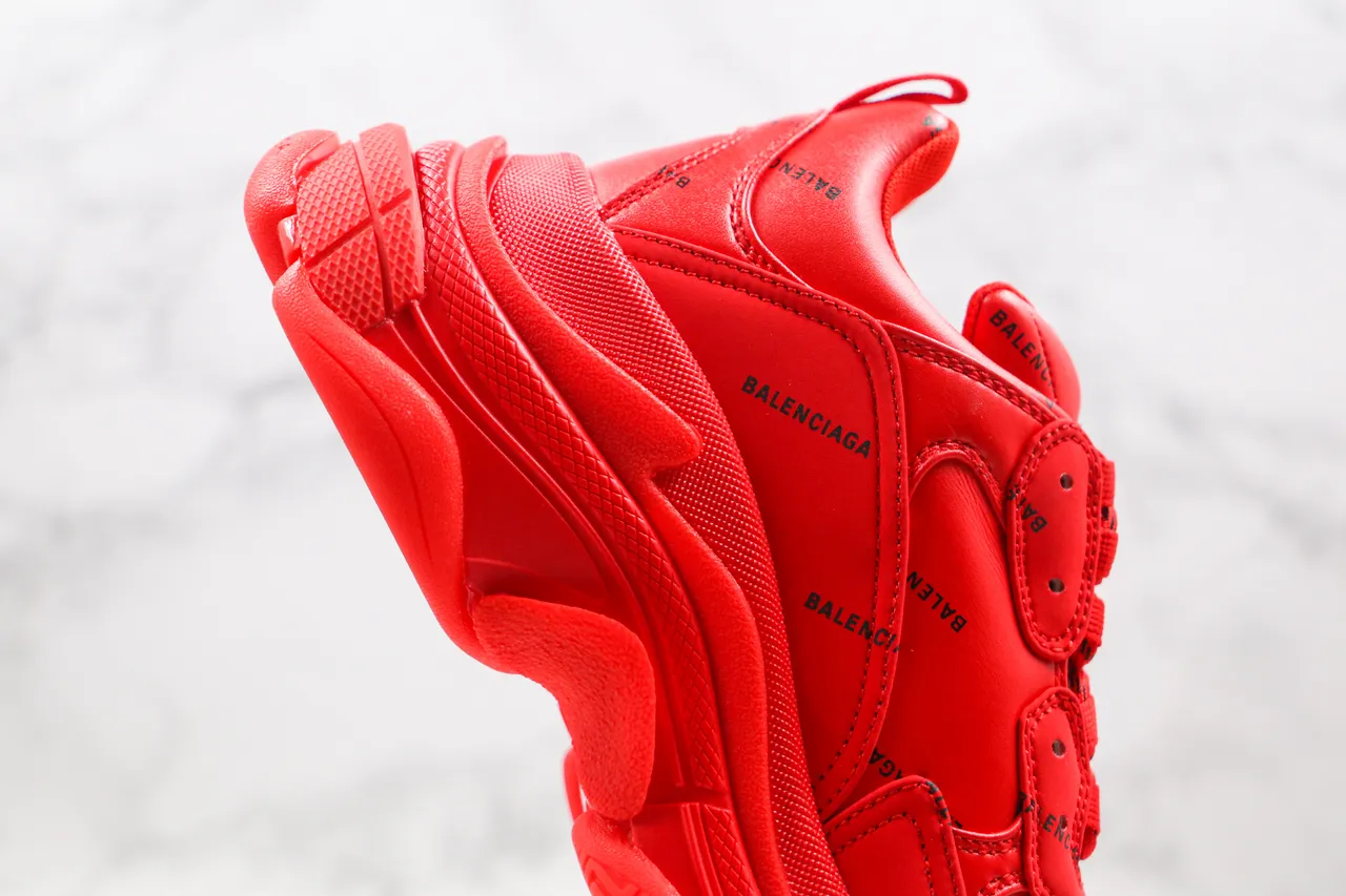 Balenciaga Triple S Tênis Chunky Monocromático Vermelho 6