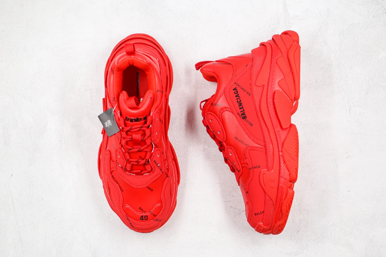 Balenciaga Triple S Tênis Chunky Monocromático Vermelho 7