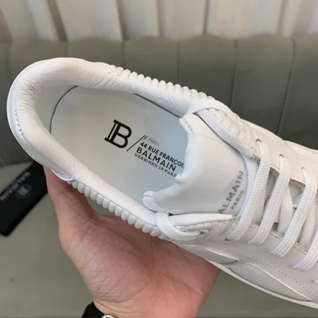 Balmain B-Court Chaussures Lifestyle en Cuir Tout Blanc 3