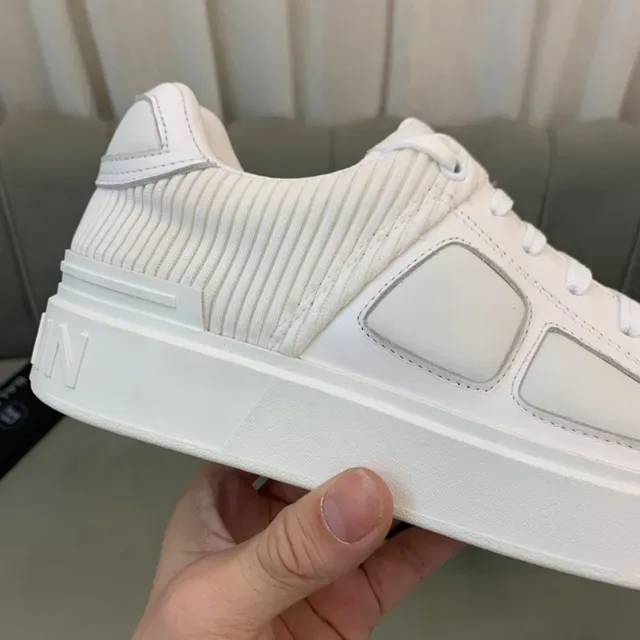 Balmain B-Court Chaussures Lifestyle en Cuir Tout Blanc 5