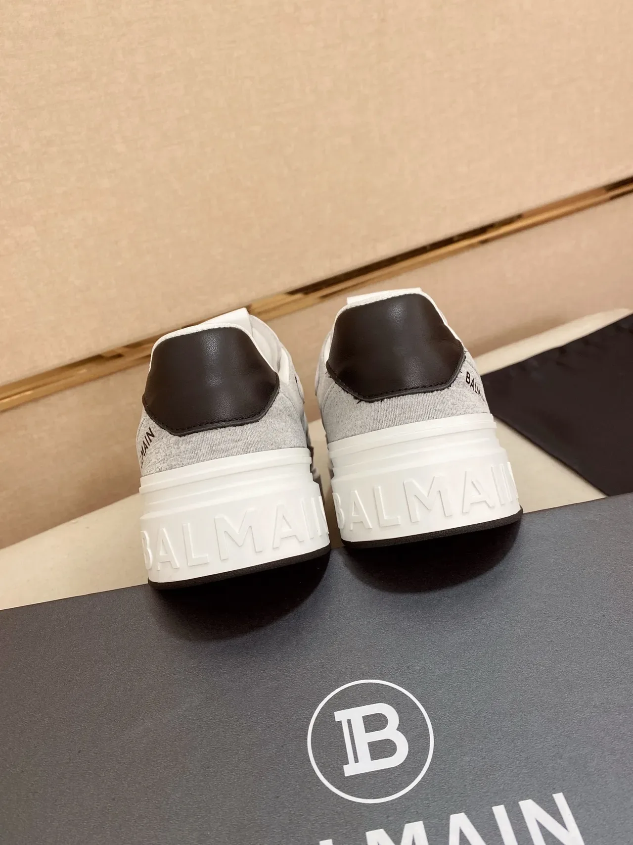 Balmain B-Court Heather Gray and White Lifestyle Sneakers 3