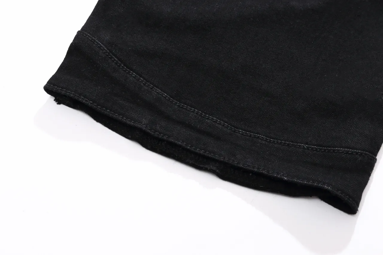Balmain Moto-Panel Zip Pocket Black Denim Shorts 7