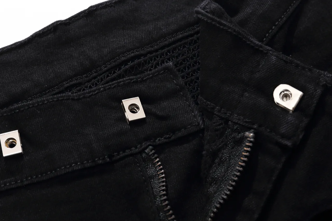 Balmain Moto-Panel Zip Pocket Black Denim Shorts 9