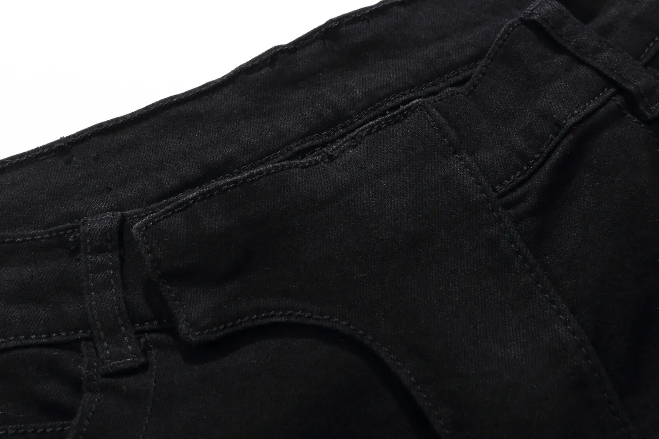 Balmain Moto-Panel Zip Pocket Black Denim Shorts 10