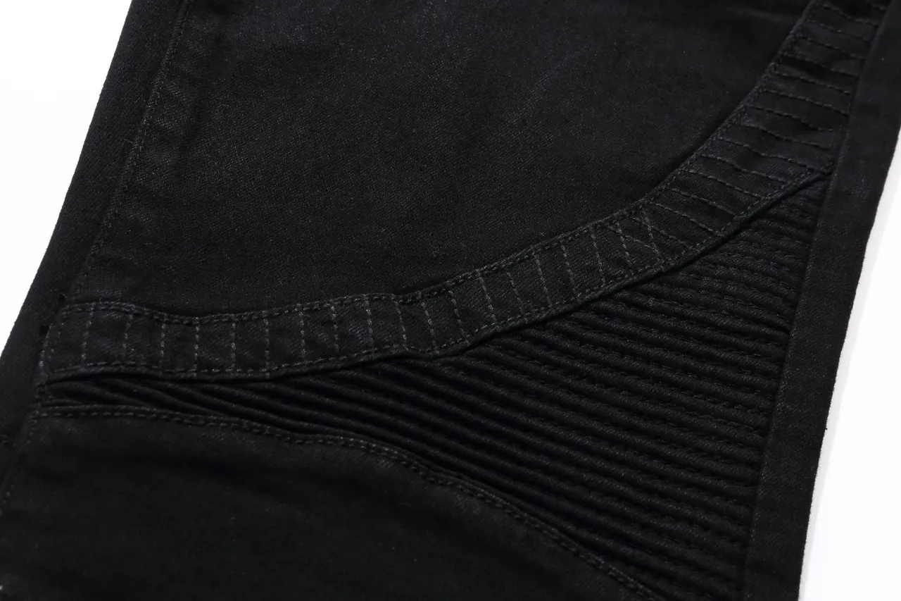 Balmain Moto-Panel Zip Pocket Black Denim Shorts 14