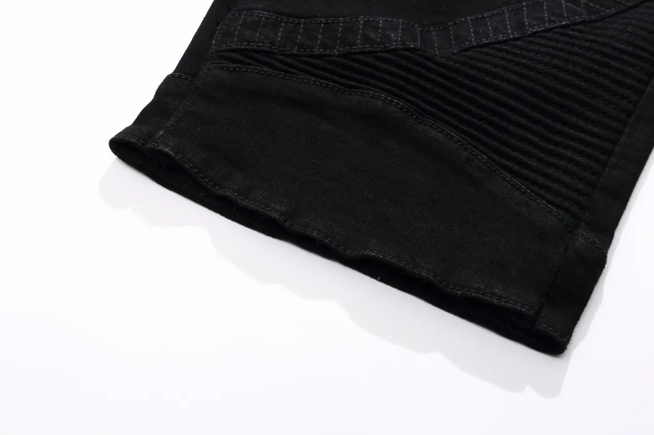 Balmain Moto-Panel Zip Pocket Black Denim Shorts 15