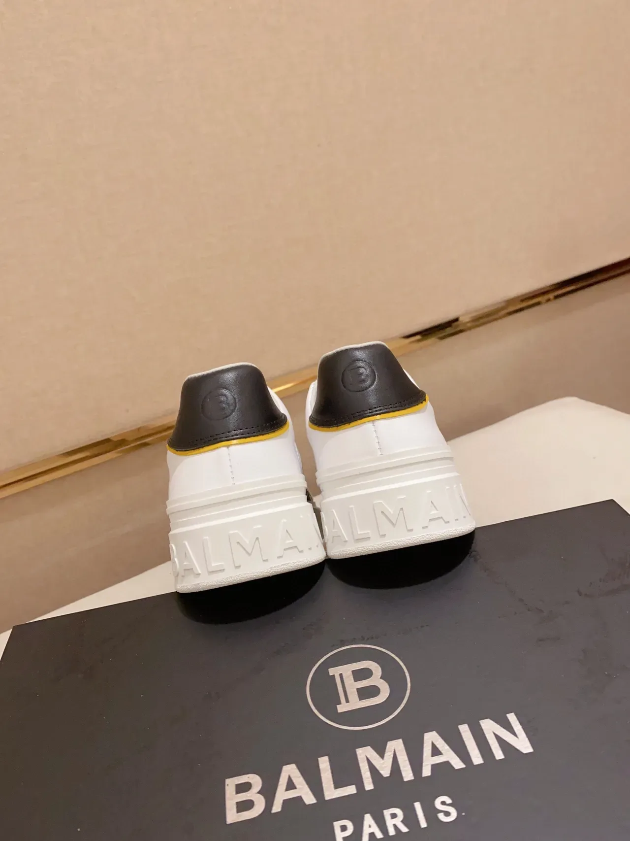 Balmain White Black Leather Upper Geometric Side Panel Lifestyle Sneakers 7