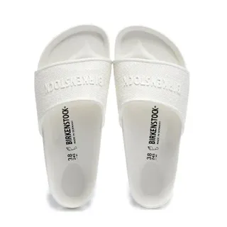 Birkenstock Arizona সাদা একরঙ টেক্সচার্ড স্ট্র্যাপ স্লিপার