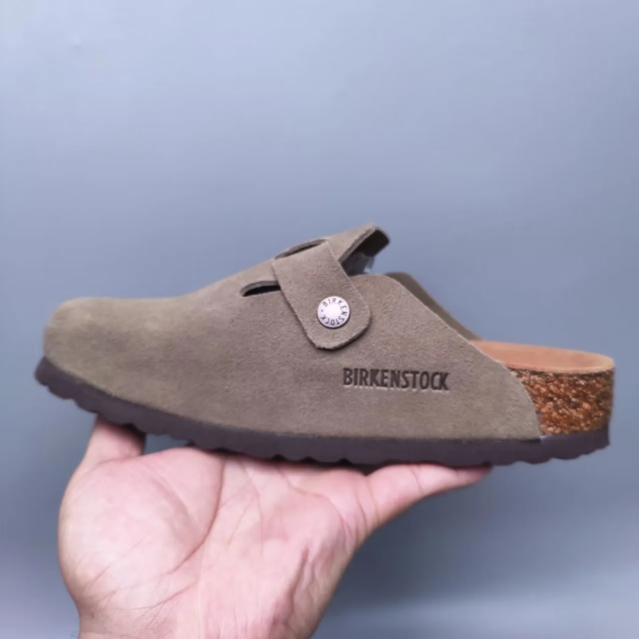 Birkenstock Boston daim taupe sabot fermé à orteil 2
