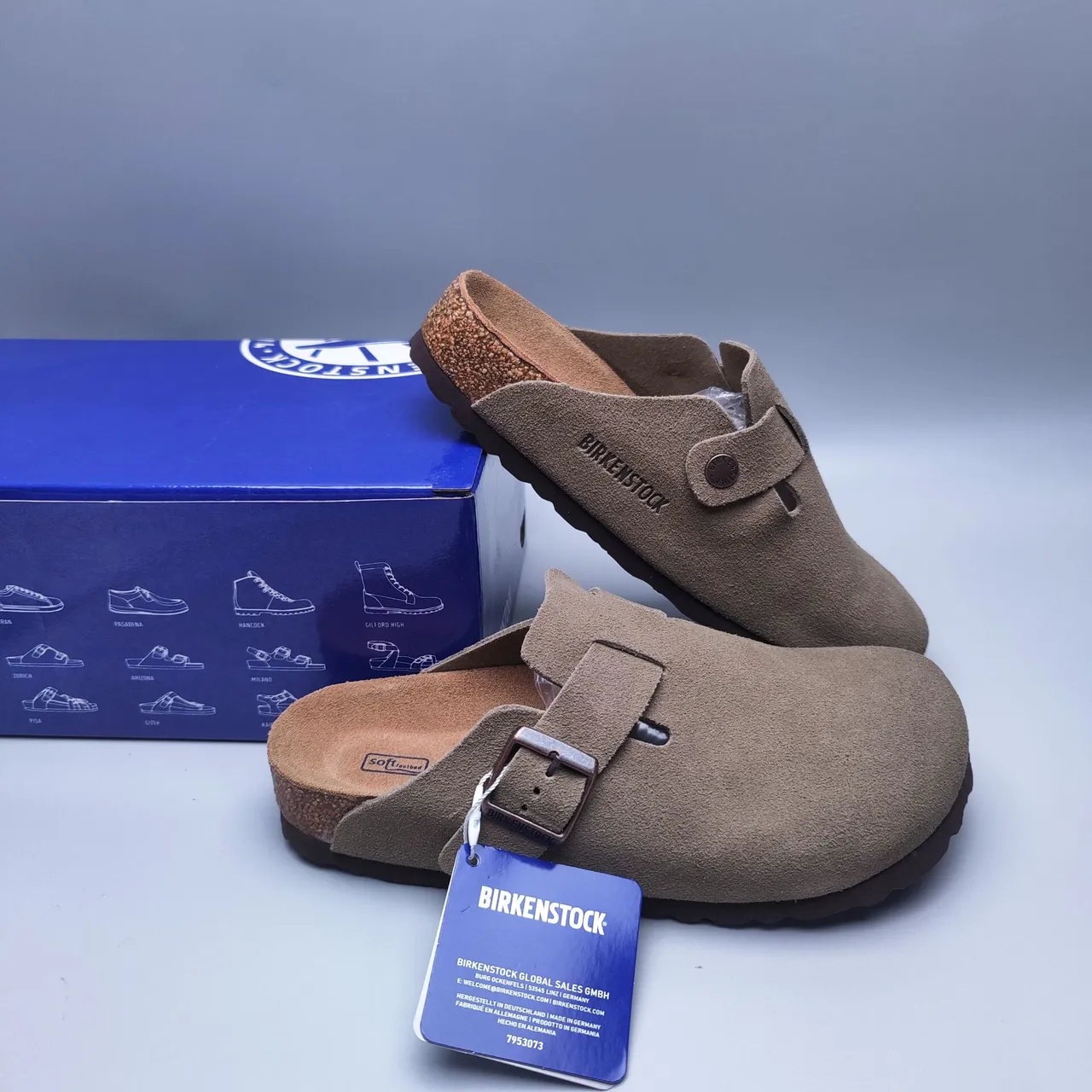 Birkenstock Boston daim taupe sabot fermé à orteil 3