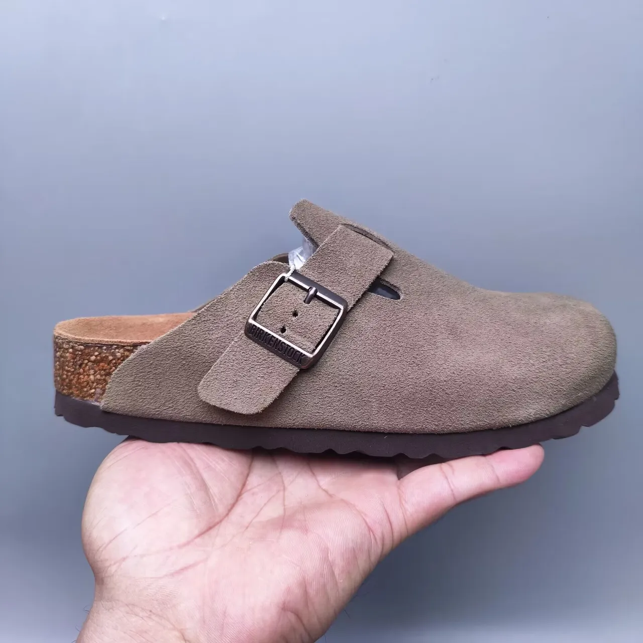 Birkenstock Boston daim taupe sabot fermé à orteil 5