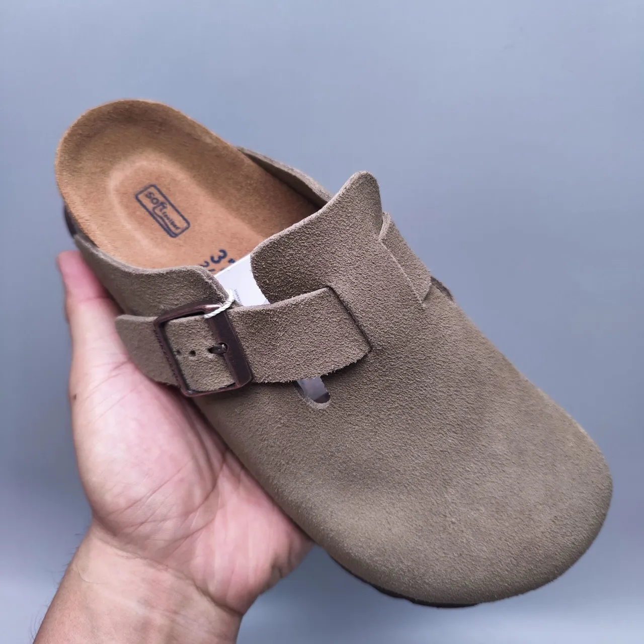 Birkenstock Boston daim taupe sabot fermé à orteil 7