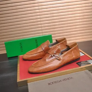 Bottega Veneta Andiamo Brown Black Tan Leather Buckle Strap Loafer