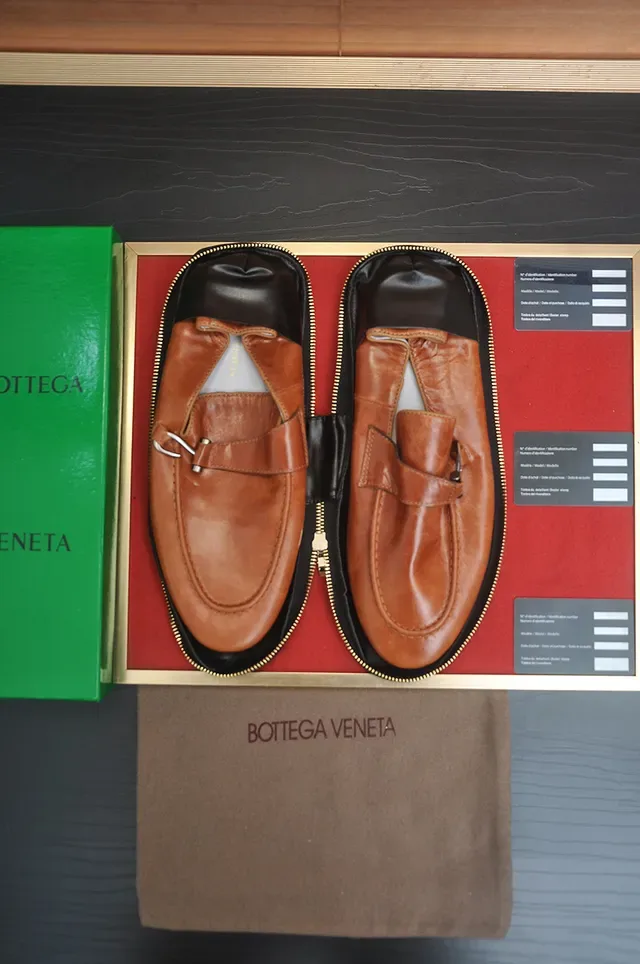 Bottega Veneta Andiamo Brown Black Tan Leather Buckle Strap Loafer 5