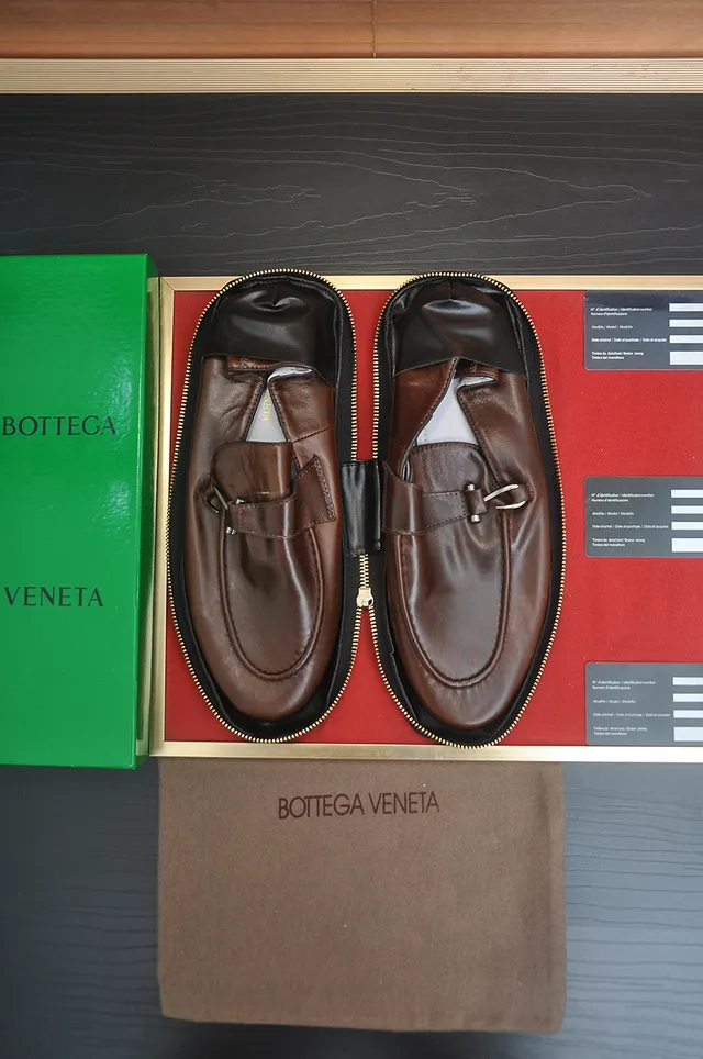 Bottega Veneta Andiamo أحذية جلد بني مع بكل 5
