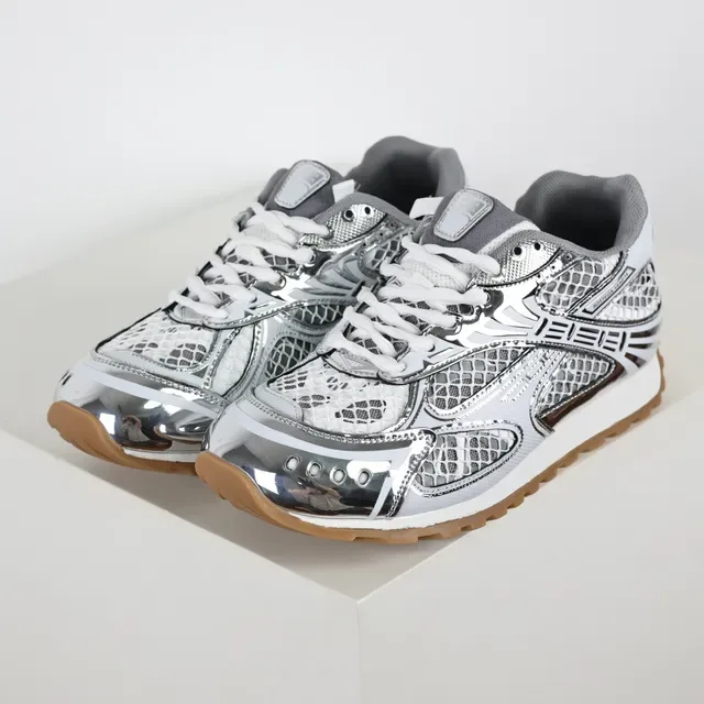 Bottega Veneta Andiamo Baskets lifestyle argent métallique en maille 2