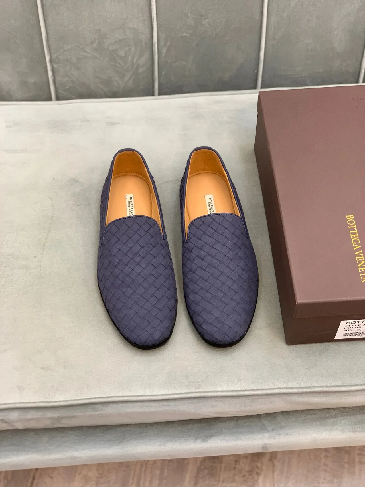 Bottega Veneta Andiamo Navy Marron Intrecciato Cuir Mocassin Slip-On 8