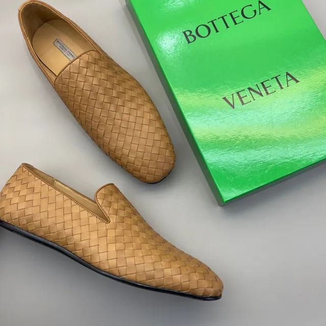 Bottega Veneta Andiamo mocassins tecidos cor tan 4