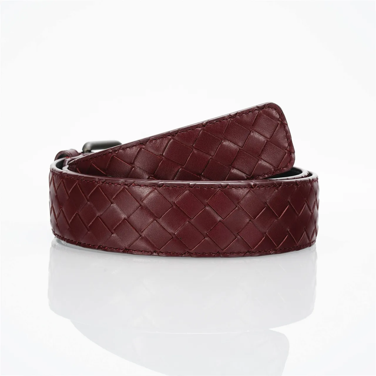 Bottega Veneta bordeaux doré Intrecciato tissé Gunmetal boucle cuir ceinture 3