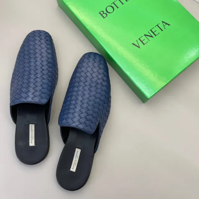 Bottega Veneta Cassette Mocassins Bleus Intrecciato Tressé 3
