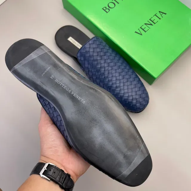 Bottega Veneta Cassette Mocassins Bleus Intrecciato Tressé 7