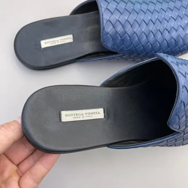 Bottega Veneta Cassette Mocassins Bleus Intrecciato Tressé 8