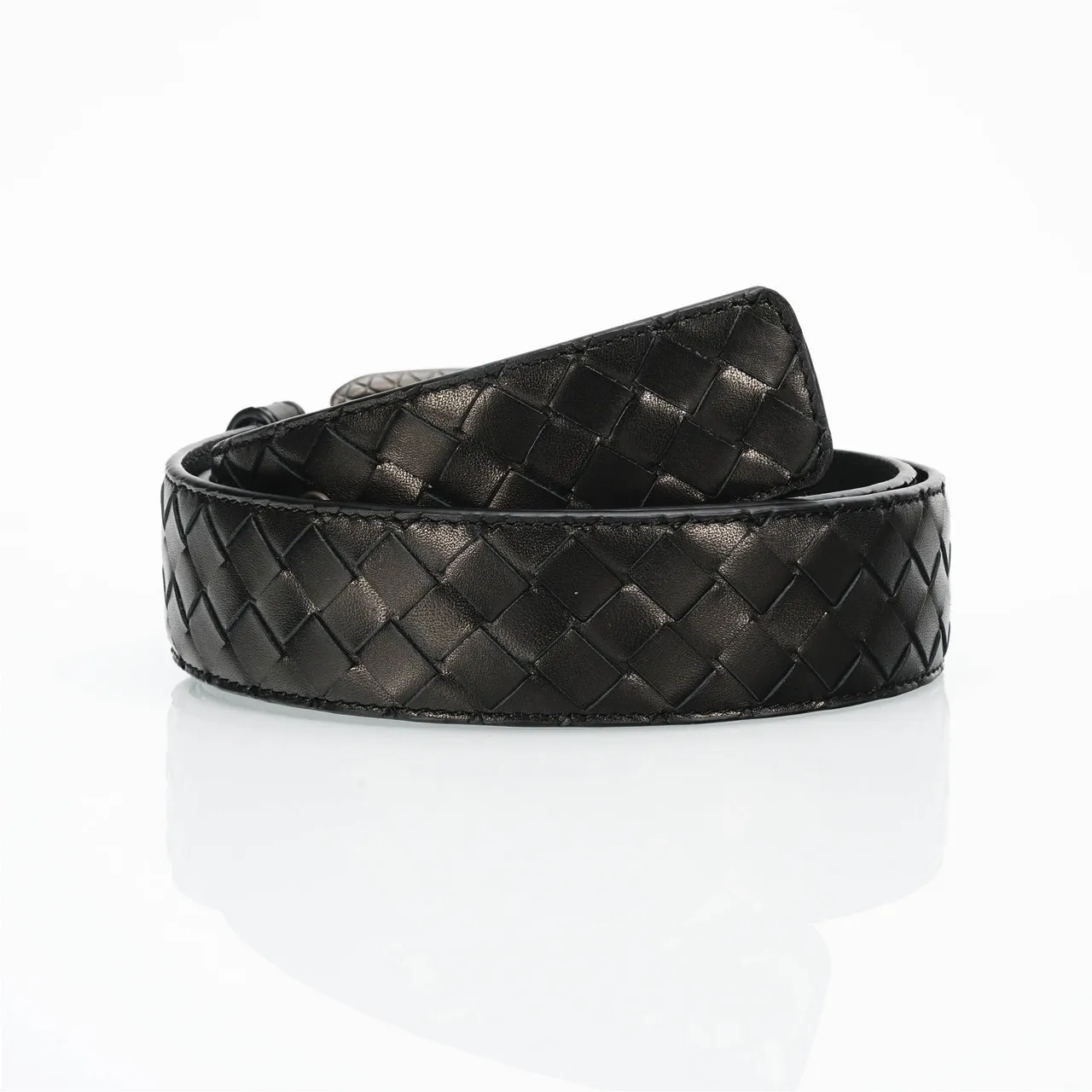 Bottega Veneta Cassette Intrecciato Cinto de couro preto 3