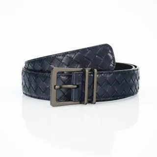 Bottega Veneta Cassette Intrecciato Navy 皮革腰带