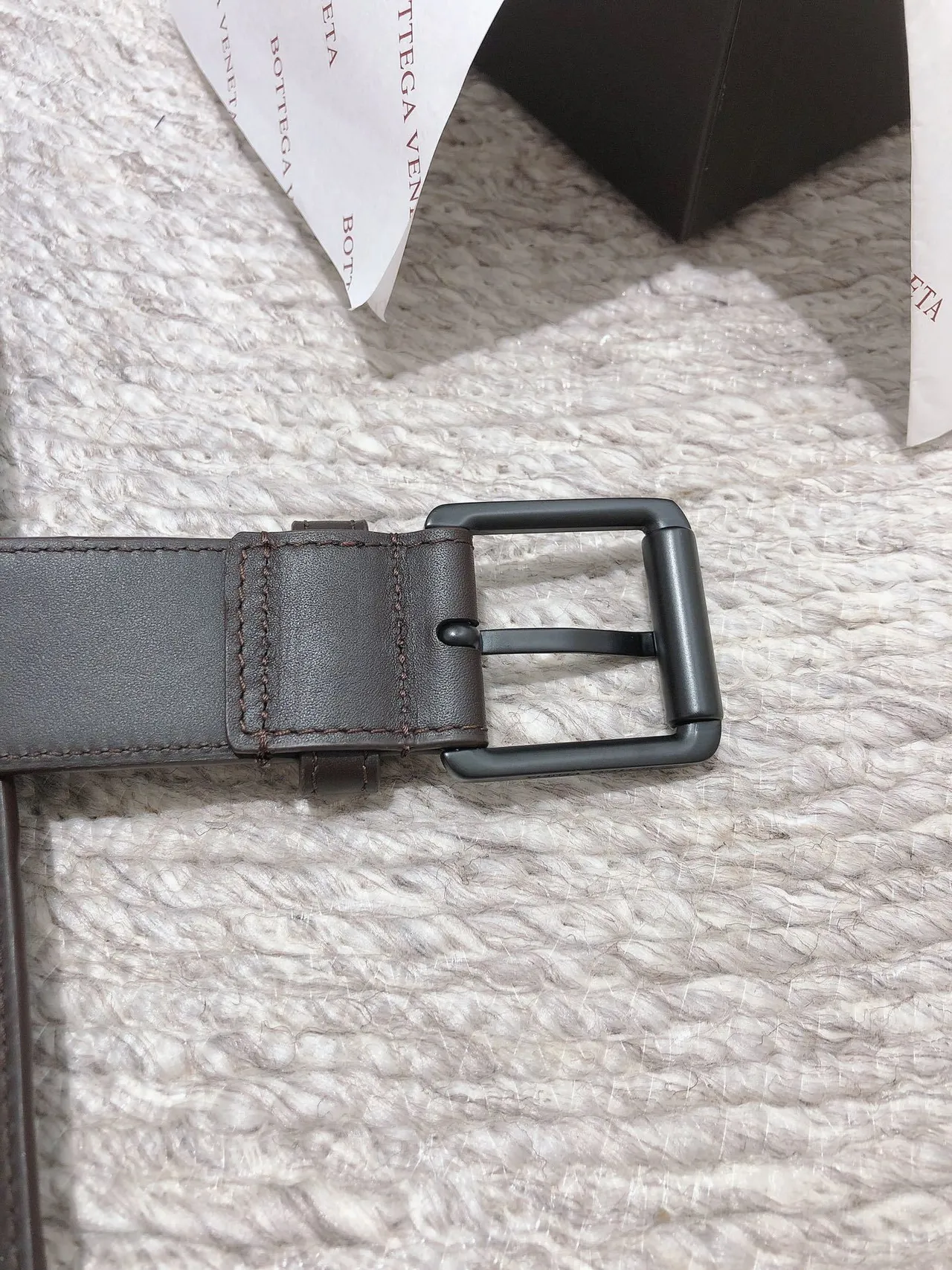 Bottega Veneta Intrecciato Belt Marron Noir Tissé Mat Boucle Ceinture en cuir 3