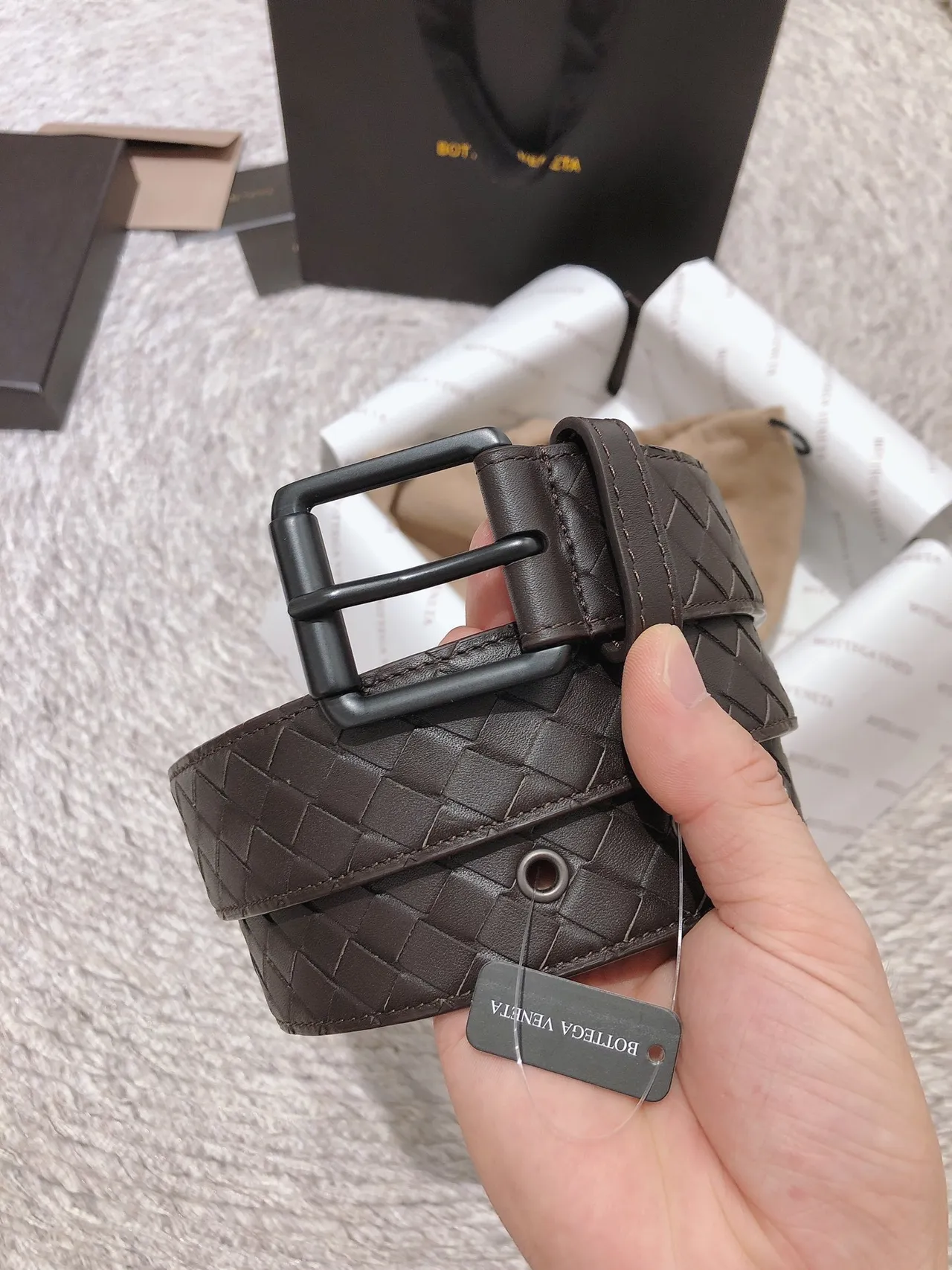 Bottega Veneta Intrecciato Belt Marron Noir Tissé Mat Boucle Ceinture en cuir 6