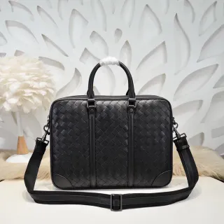 Bottega Veneta Intrecciato Briefcase Black Woven Leather Tote Bag