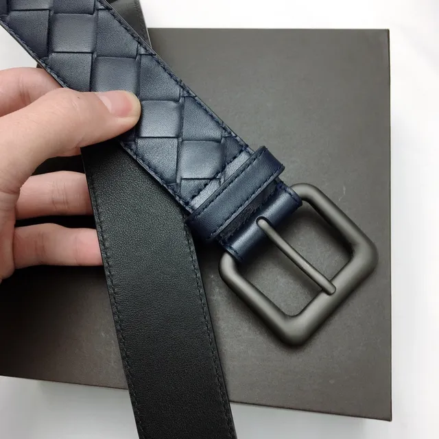 Bottega Veneta Intrecciato Ceinture en Cuir Tricotée Bleu Marine 8