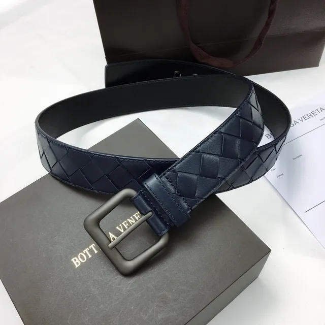 Bottega Veneta Intrecciato Ceinture en Cuir Tricotée Bleu Marine 9