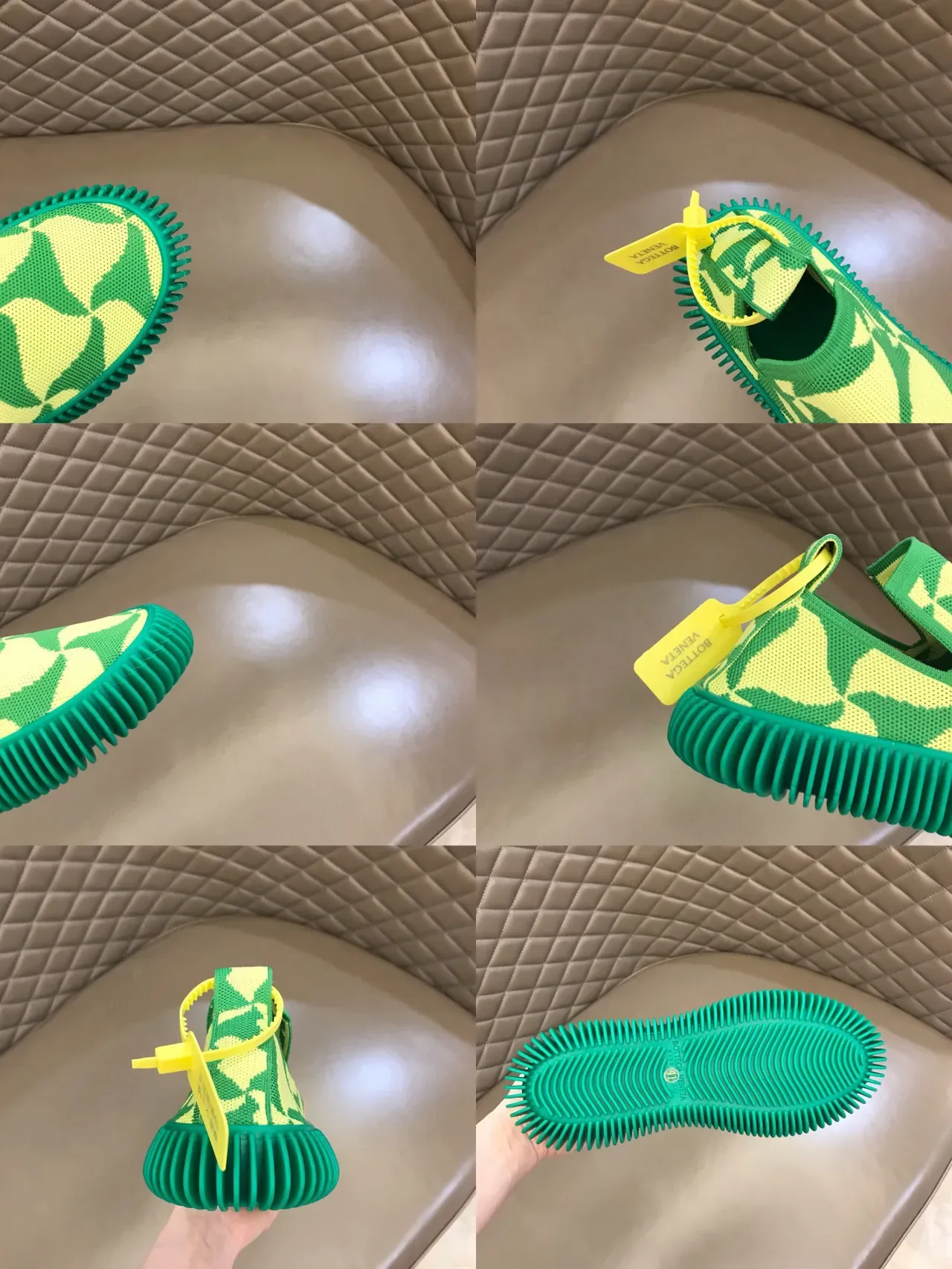 Bottega Veneta Sardine Knit Slip-On Vert lime et Vert foncé Baskets 2