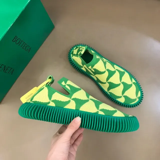 Bottega Veneta Sardine Knit Slip-On Vert lime et Vert foncé Baskets 8