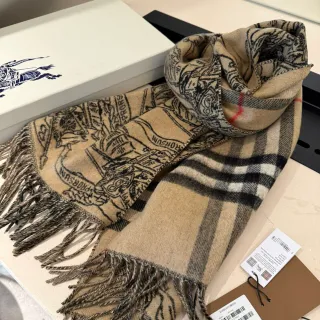 شال بربيري Archive Print بيج أسود كشمير