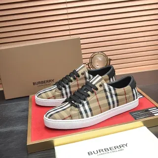 Burberry ভূরি কালো চেক প্যাটার্ন টেক্সটাইল আপার লেস লাইফস্টাইল স্নিকার্স