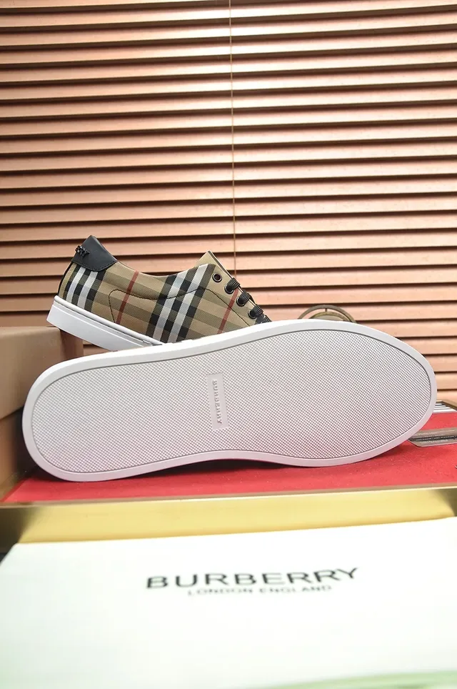 Burberry Beige Noir Motif à Carreaux Textil Supérieur Lacets Lifestyle Sneakers 2