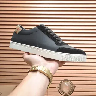 Burberry Black Beige Mixed-Material Upper House Check Heel Tab Lifestyle Sneakers