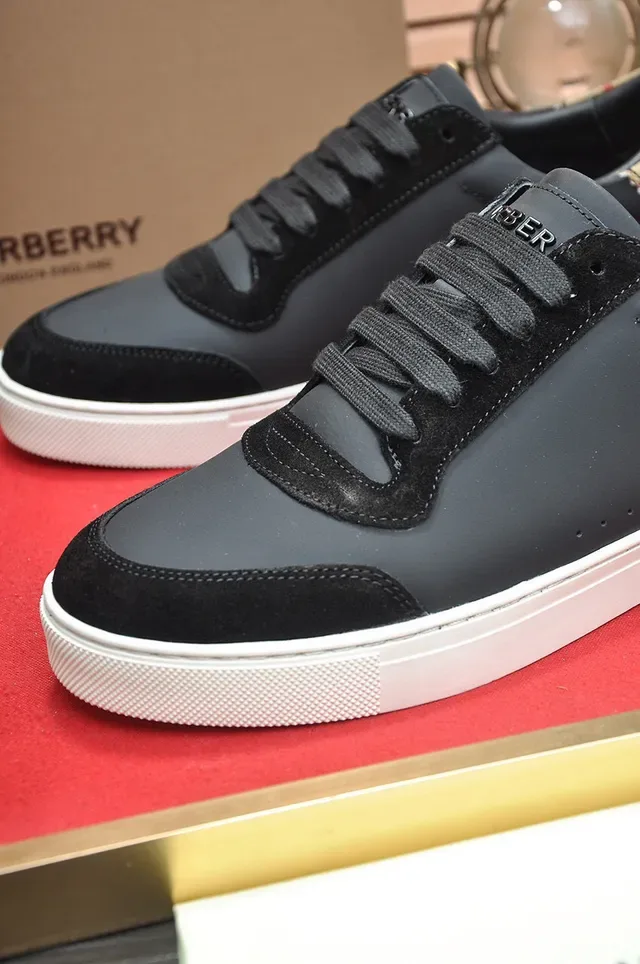 Burberry Noir Beige Matériau Mixte Supérieur House Check Étiquette de Talon Sneakers Lifestyle 3