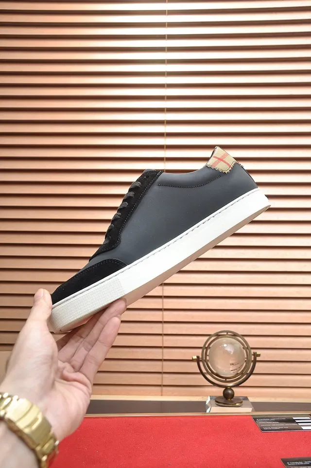 Burberry Noir Beige Matériau Mixte Supérieur House Check Étiquette de Talon Sneakers Lifestyle 6