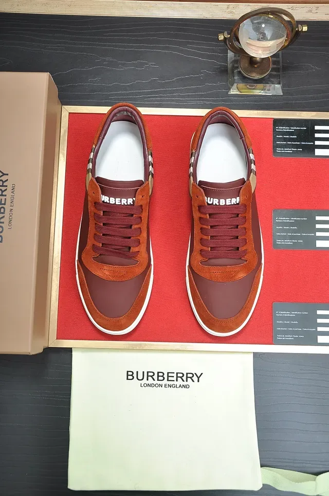 Burberry Brown Beige Mixed-Material Upper Check-Pattern Side Panel Lifestyle Sneakers 4