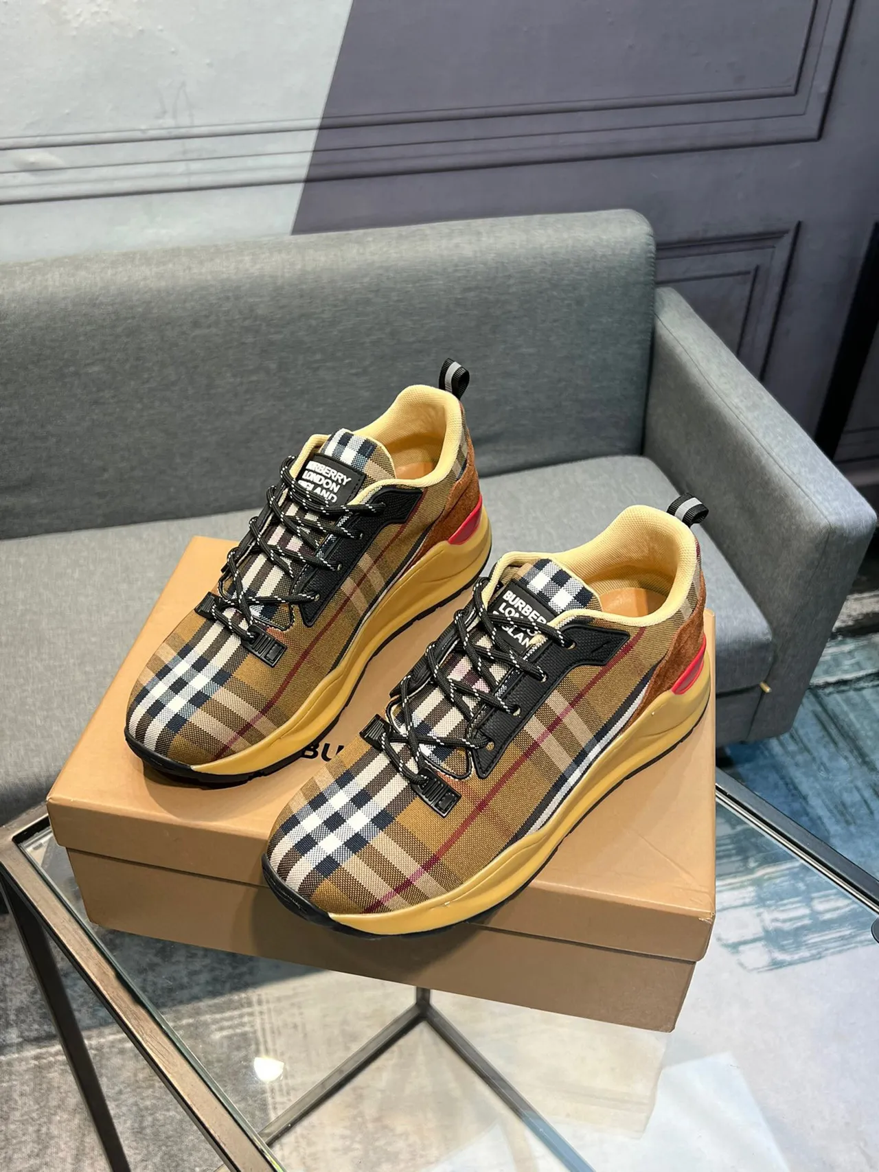 Burberry Check Pattern Chunky Sneakers 2