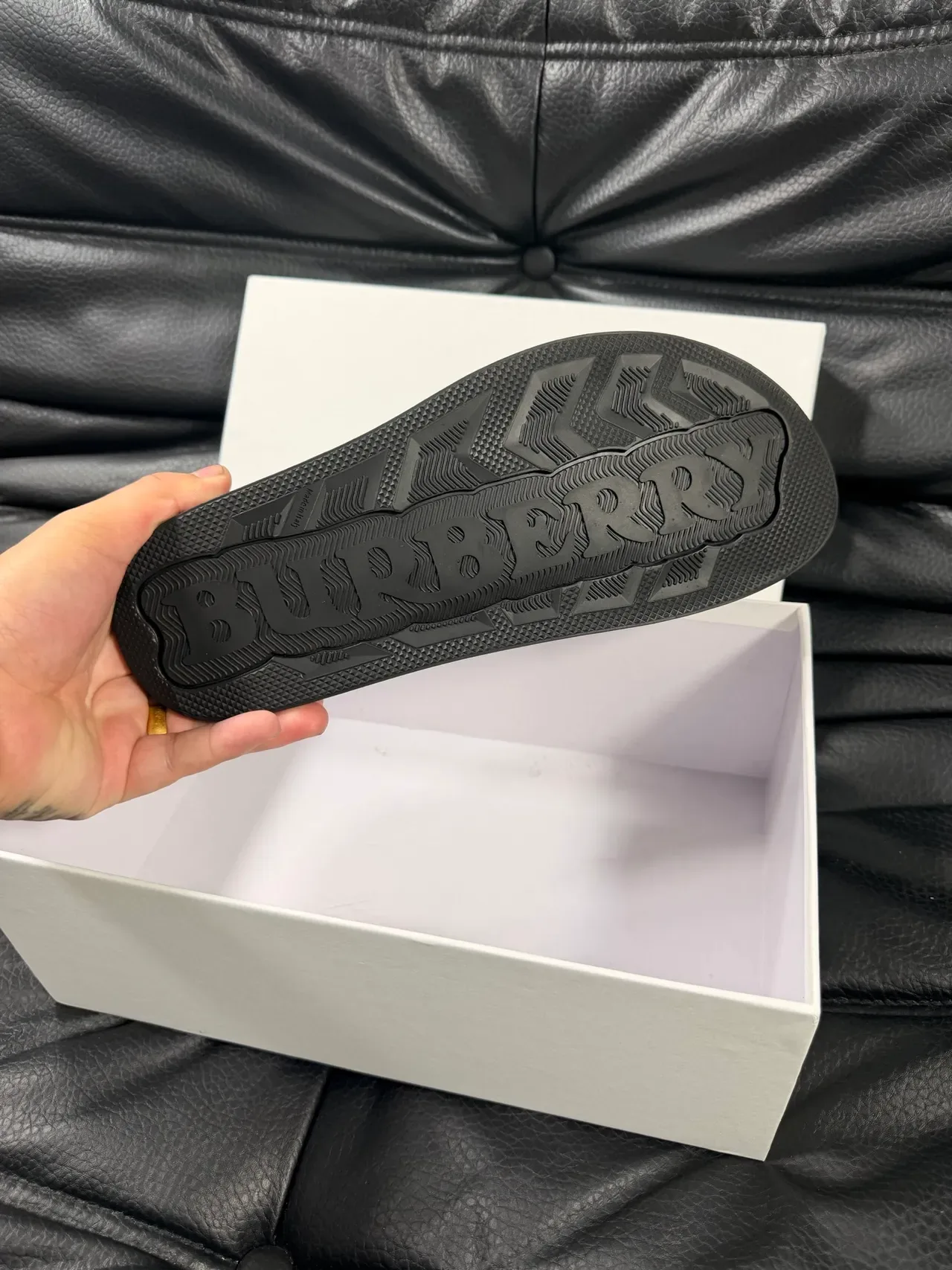 Burberry Check Strap Knight Logo Slipper 2
