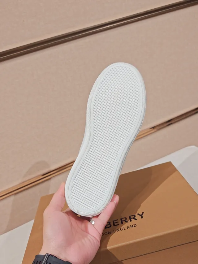 Burberry Gray White Slip-On Check-Patterned Canvas Lifestyle Sneakers 2