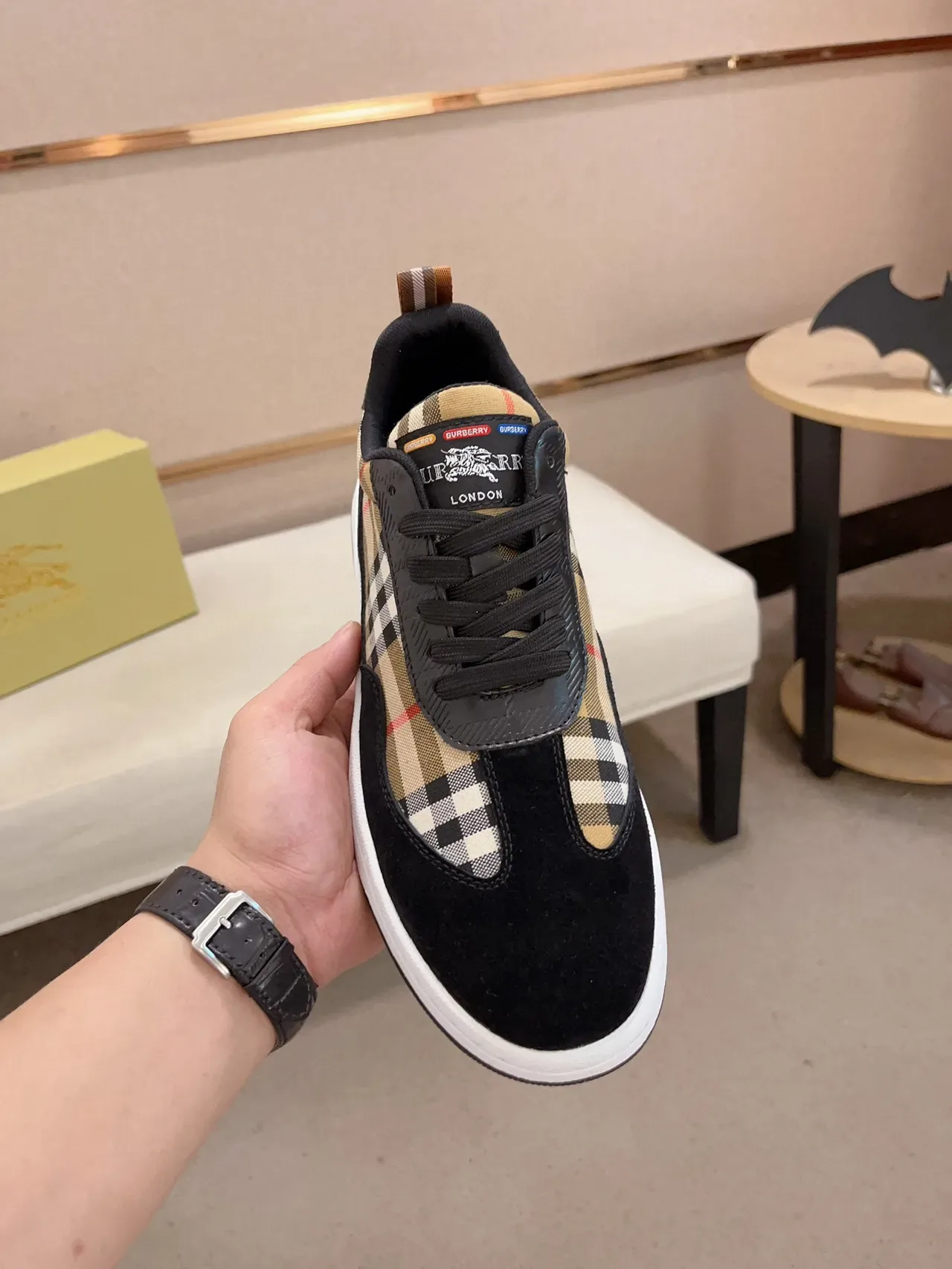 Burberry House Check Suede and Fabric Low-Top Lifestyle Sneaker 4