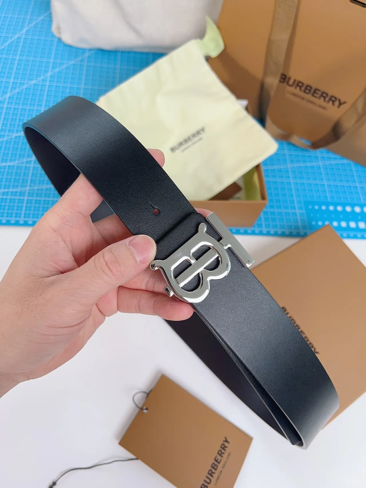 Burberry Knight Black Leather Belt 3